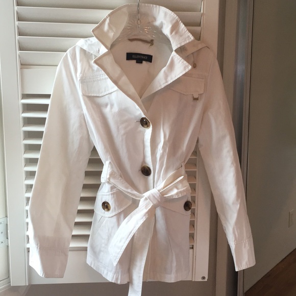 White Ellen Tracy trench coat rain jacket - Picture 2 of 8